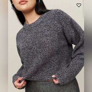 Reformation Gray Crew Neck Sweater with Textured Knit